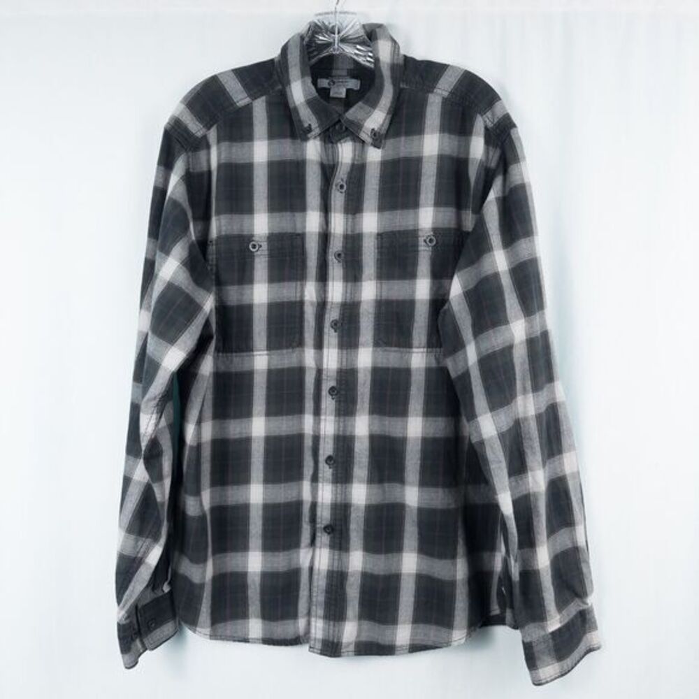 Gander Mountain Guide Series Cotton‎ Plaid Button Down Shirt Mens Large Gray